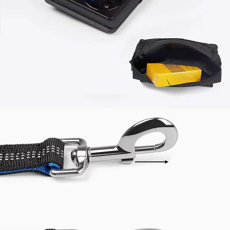 Handsfree hundkoppel med midjebälte & midjeväska – Perfekt för promenad, jogging och träning